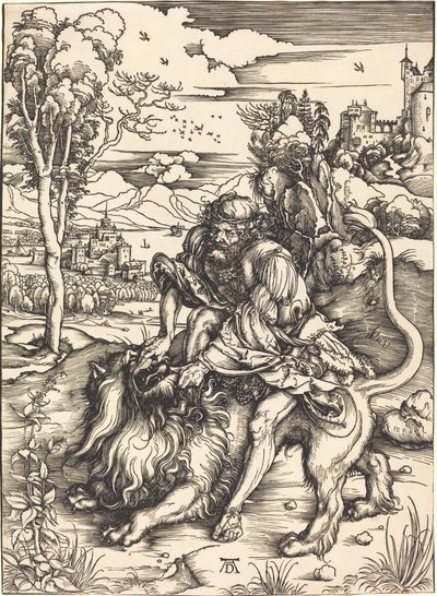 Sansão lutando com o leão de Albrecht Dürer