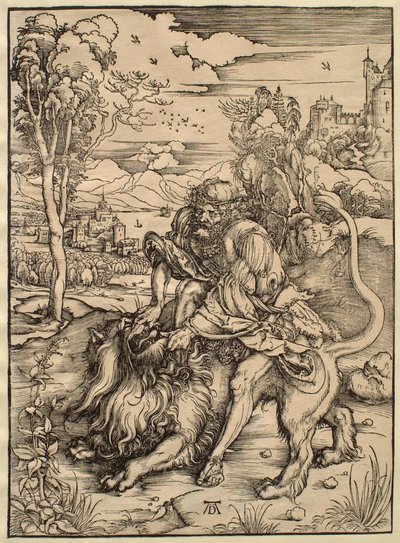 Sansão lutando com o leão de Albrecht Dürer