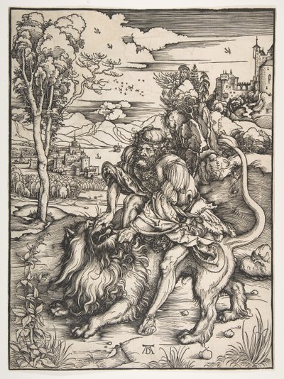 Sansão Rending the Lion, ca. 1497-98. de Albrecht Dürer