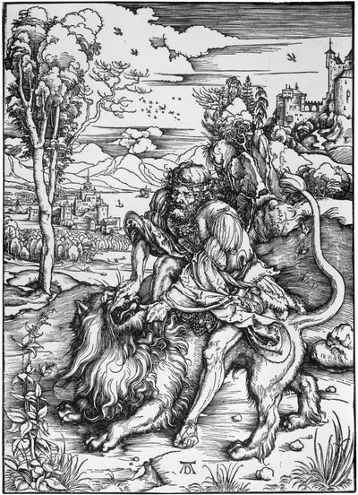 Sansão mata o leão de Albrecht Dürer