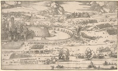 Cerco a uma fortaleza: porção direita. de Albrecht Dürer