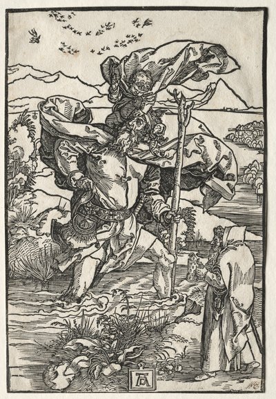 São Cristóvão com os pássaros, c. 1501-1504. de Albrecht Dürer