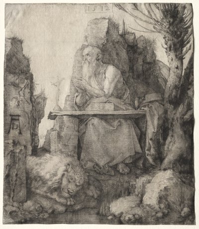 São Jerônimo sentado perto de um salgueiro Pollard de Albrecht Dürer