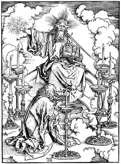 A Visão de São João de Cristo e os Sete Castiçais do Apocalipse, c. 1497 de Albrecht Dürer