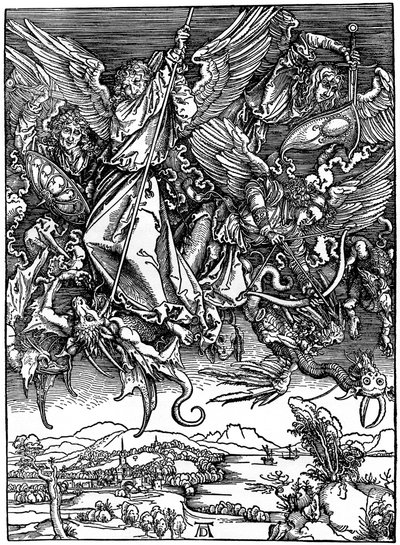 São Miguel lutando com o dragão, 1498, 1936 de Albrecht Dürer