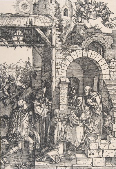 A Adoração dos Magos, da série A Vida da Virgem, ca. 1502., c. 1502. de Albrecht Dürer