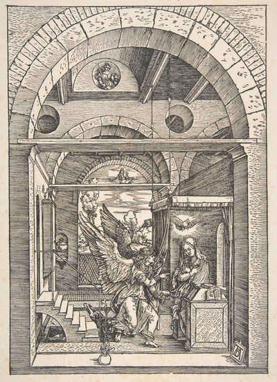A Anunciação, de A Vida da Virgem, Edição Latina, 1511.nd de Albrecht Dürer