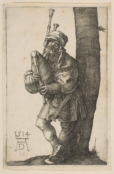 O tocador de gaita de foles, 1514. de Albrecht Dürer