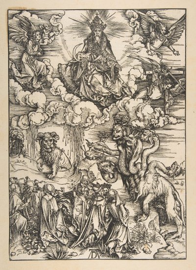 A besta com dois chifres como um cordeiro, de The Apocalypse, Latin Edition 1511, ca. 1496 de Albrecht Dürer