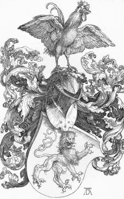 O brasão de armas com um leão e um galo, c1502-1503, 1906 de Albrecht Dürer