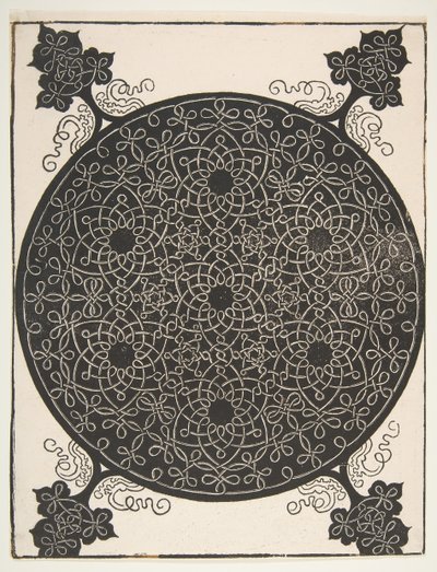 O quinto nó. Roundel entrelaçado com sete estrelas de seis pontas, 1521 antes. de Albrecht Dürer