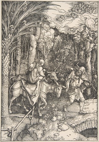 A Fuga para o Egito, de A Vida da Virgem, Edição Latina, 1511, 1511. de Albrecht Dürer