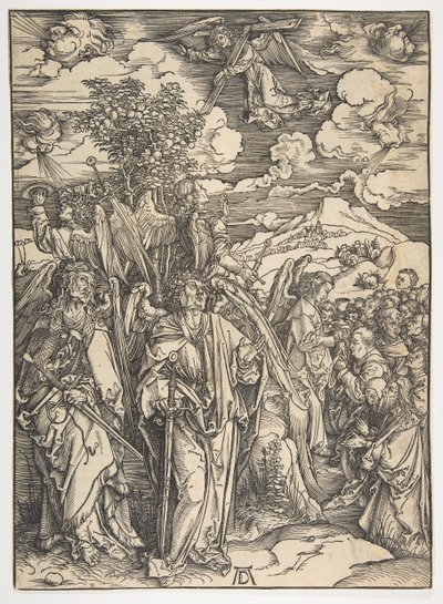 Os quatro anjos segurando os ventos, de The Apocalypse, German Edition, 1498, ca. 1498 de Albrecht Dürer