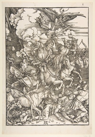 Os quatro cavaleiros, de The Apocalypse, Latin Edition, 1511, ca. 1511 de Albrecht Dürer