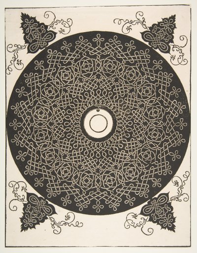 O quarto nó. Roundel entrelaçado com um medalhão redondo em seu centro, 1521 antes. de Albrecht Dürer
