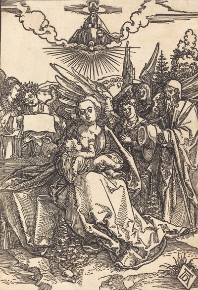 A Sagrada Família com Cinco Anjos, em ou antes de 1505. de Albrecht Dürer