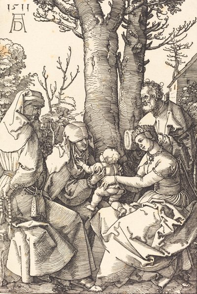 A Sagrada Família com Joachim e Anne debaixo de uma árvore, 1511. de Albrecht Dürer