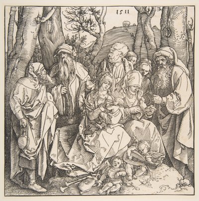 A Sagrada Família com Santos e Dois Anjos Musicais, 1511. de Albrecht Dürer