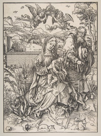 A Sagrada Família com Três Lebres, ca. 1497-98. de Albrecht Dürer