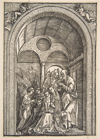 A Sagrada Família com Dois Anjos em um Salão Abobadado, ca. 1503 de Albrecht Dürer