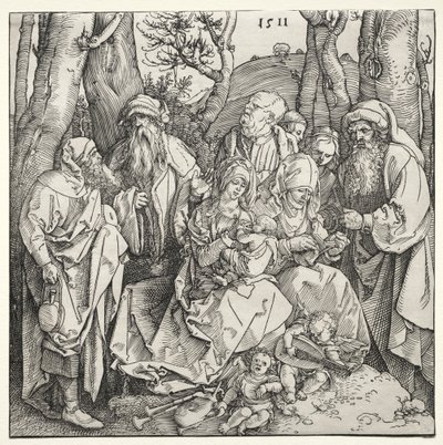 A Sagrada Família com dois anjos músicos de Albrecht Dürer