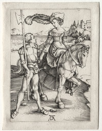 A Lady Riding e o Landsknecht, c. 1497 de Albrecht Dürer