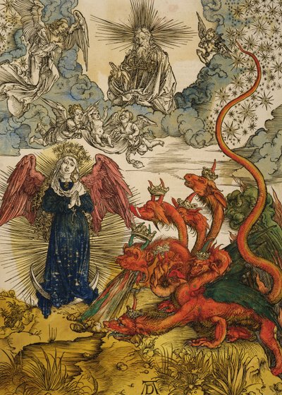 A Senhora do Sol, 1498 (cor xilogravura) de Albrecht Dürer