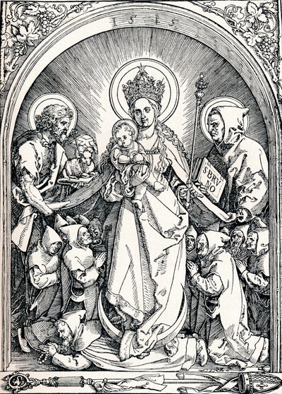 Madonna com os frades cartuxos, São João Batista e São Bruno, 1515 1906. de Albrecht Dürer