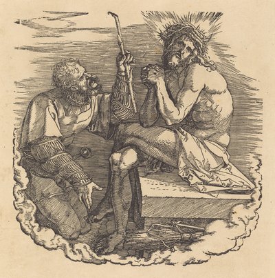 O homem das dores ridicularizado por um soldado de Albrecht Dürer