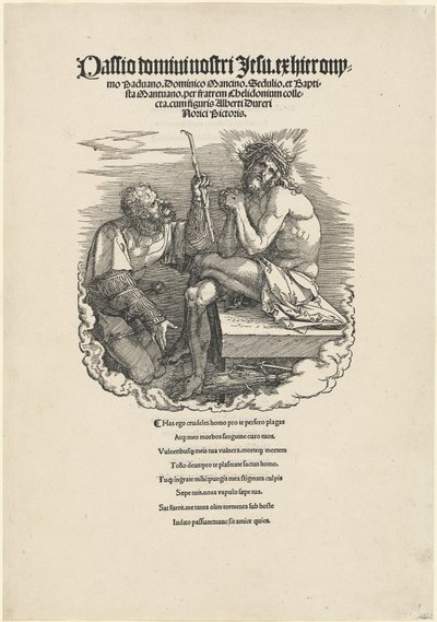 O homem das dores ridicularizado por um soldado de Albrecht Dürer