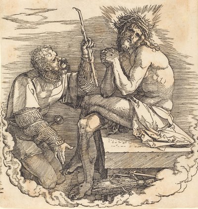 O Homem das Dores Zombado por um Soldado, provavelmente 1511. de Albrecht Dürer