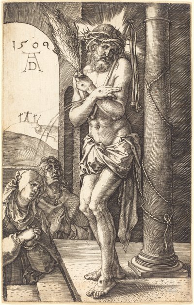 O homem das dores ao lado da coluna de Albrecht Dürer