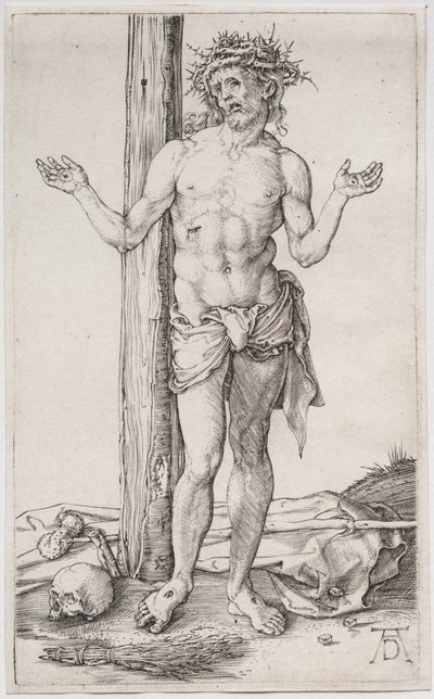 O Homem das Dores de pé, com as mãos levantadas de Albrecht Dürer