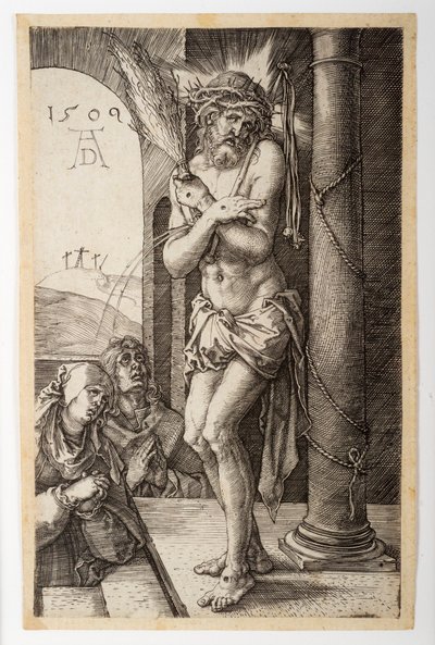 O Homem das Dores junto à coluna com a Virgem e São João, da "Paixão Gravada" de Albrecht Dürer