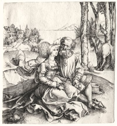 A oferta de amor ou o casal mal-sortido, 1495-1496. de Albrecht Dürer