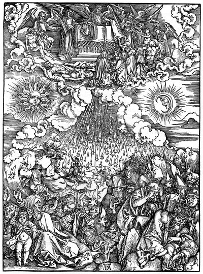 A Abertura do Quinto e Sexto Selos, 1498, 1936 de Albrecht Dürer