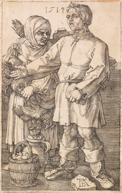 O camponês e sua esposa no mercado, 1519. de Albrecht Dürer