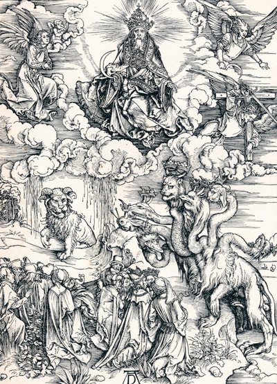 A Besta de Sete Cabeças e a Besta com Chifres de Cordeiro, 1498 1906. de Albrecht Dürer