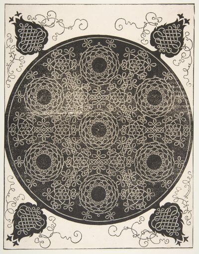 O sexto nó. Roundel entrelaçado com sete coroas de flores, 1521 antes. de Albrecht Dürer