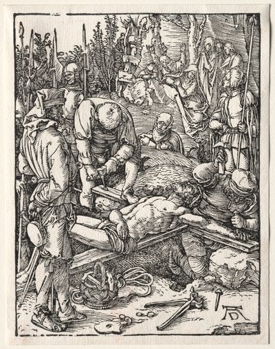 A pequena paixão: Cristo sendo pregado na cruz, 1509-1511. de Albrecht Dürer