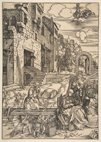 A permanência da Sagrada Família no Egito, a partir de A Vida da Virgem, após 1511. de Albrecht Dürer