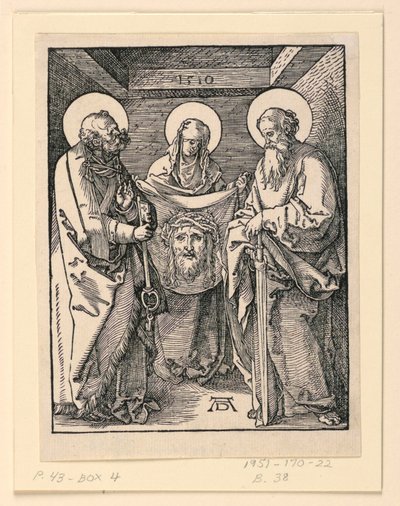 O Sudário (Santas Verônica, Pedro e Paulo), da série The Little Passion de Albrecht Dürer