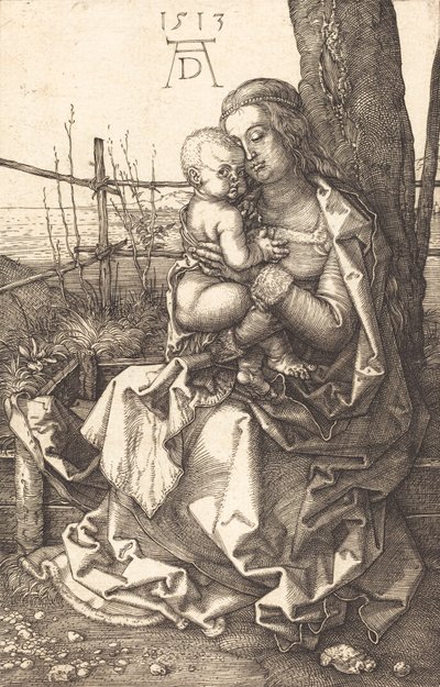 A Virgem e o Menino sentados junto a uma árvore, 1513. de Albrecht Dürer