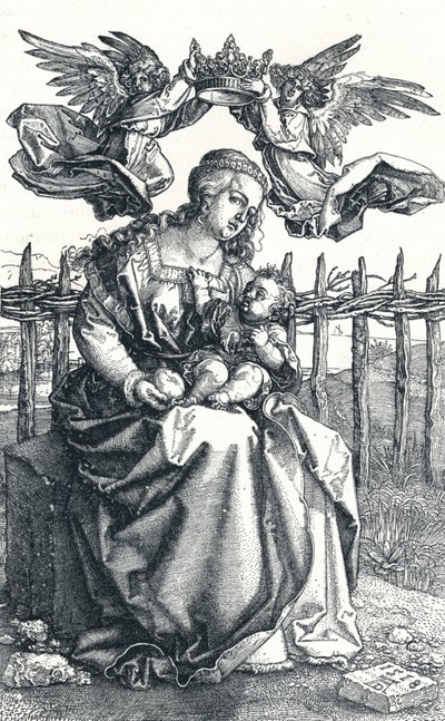 A Virgem e o Menino coroados por dois anjos, 1518, 1906 de Albrecht Dürer