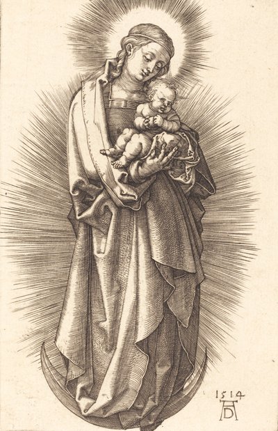 A Virgem e o Menino em um crescente com um diadema, 1514. de Albrecht Dürer