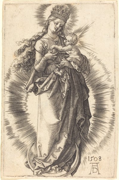 A Virgem e o Menino em um Crescente com uma Coroa Estrelada de Albrecht Dürer