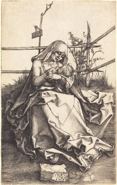 A Virgem e o Menino em um banco gramado de Albrecht Dürer