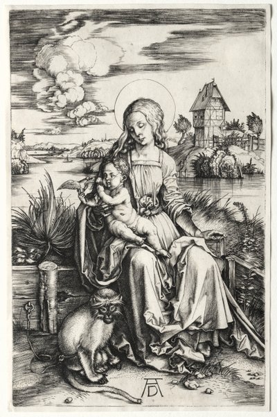 A Virgem e o Menino com um Macaco, c. 1498 de Albrecht Dürer