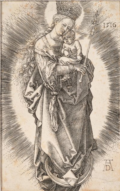 A Virgem com uma coroa de estrelas e um cetro, 1516. de Albrecht Dürer