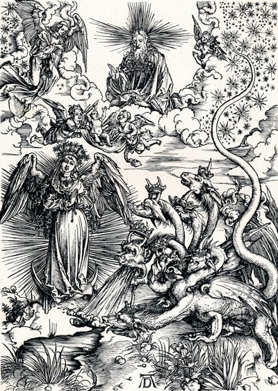 A mulher vestida com o sol e o dragão de sete cabeças, 1498 1906 de Albrecht Dürer